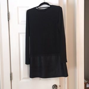 Theory dark grey knit and leather dress